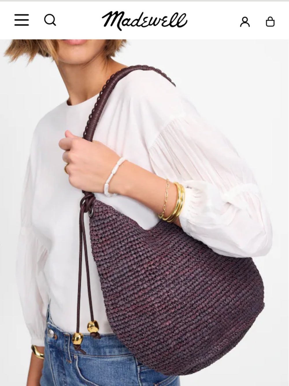Madewell Blue Woven Shoulder Bag - Picture 3 of 8